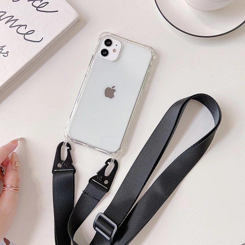 Clear Crossbody Phone Case with Lanyard Strap and Transparent Back Cover