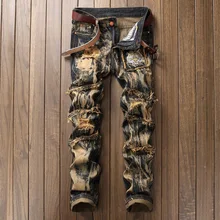 Импортные товары, долгосрочные мужские джинсовые брюки, узкие прямые винтажные сексуальные байкерские джинсы для мужчин, большой размер 40 42