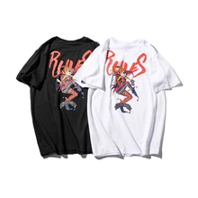 2019 Summer Men's New Casual Solid Color Letter Printing Short-sleeved Round Neck T-shirt Loose Temperament Trend Cotton