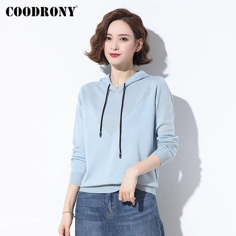 COODRONY Brand 2020 Autumn Winter Casual Knitwear Pure Color Women Jumpers Hooded Streetwear Pullover Slim Sweaters Female W1082