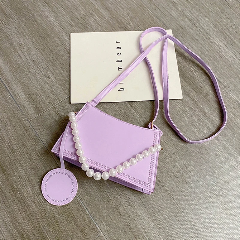 

2 PCS/SET Bead Design Armpit bags For Women 2020 Small Hit Color PU Leather Shoulder Handbags and Purses Travel New Totes