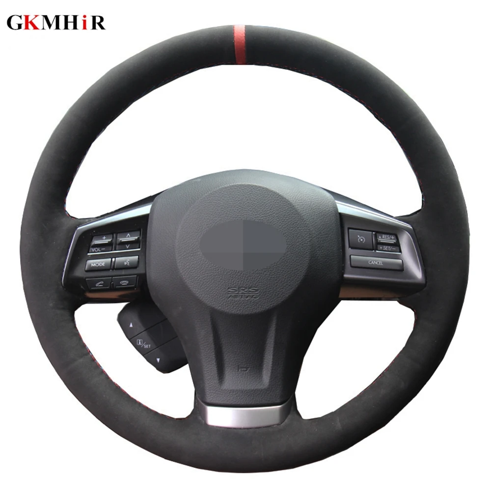 Black Suede Leather Car Steering Wheel Cover For Subaru Forester 2013 2014 2016 Legacy 2012 2014