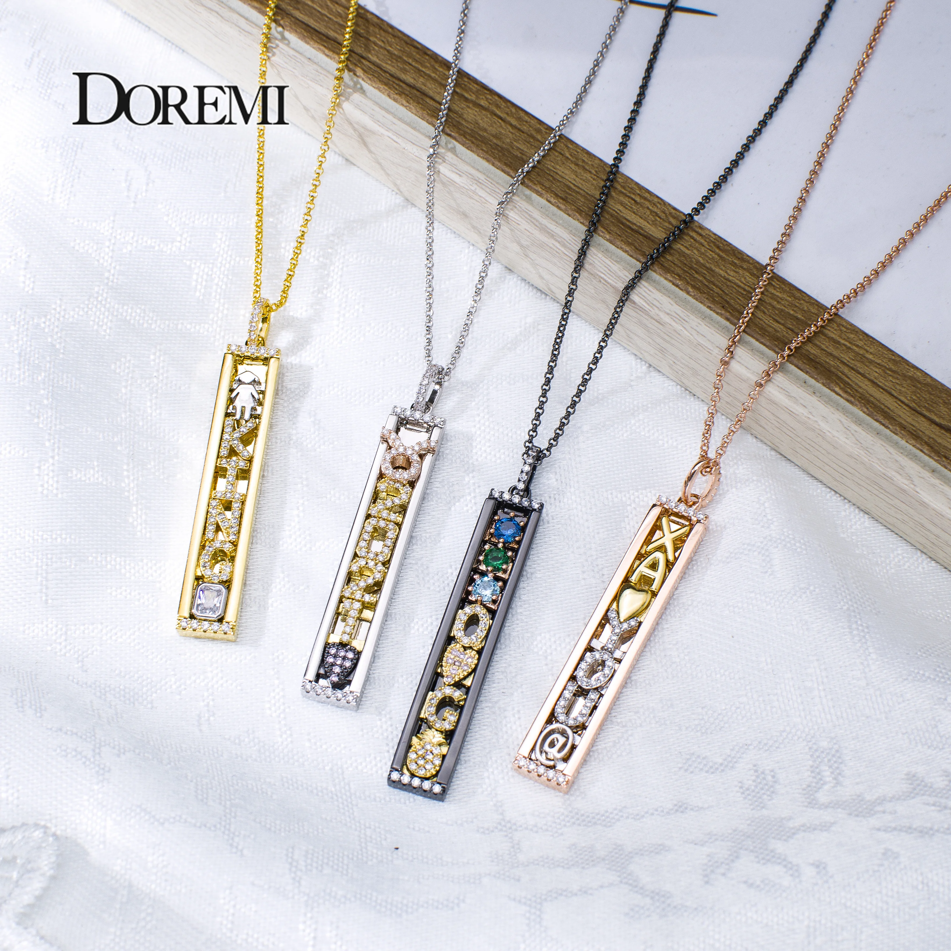 DOREMI New Custom Letter Necklaces with Slide Charms Copper Personalized DIY Slider Pendant Necklace With Cute Names Women Gifts