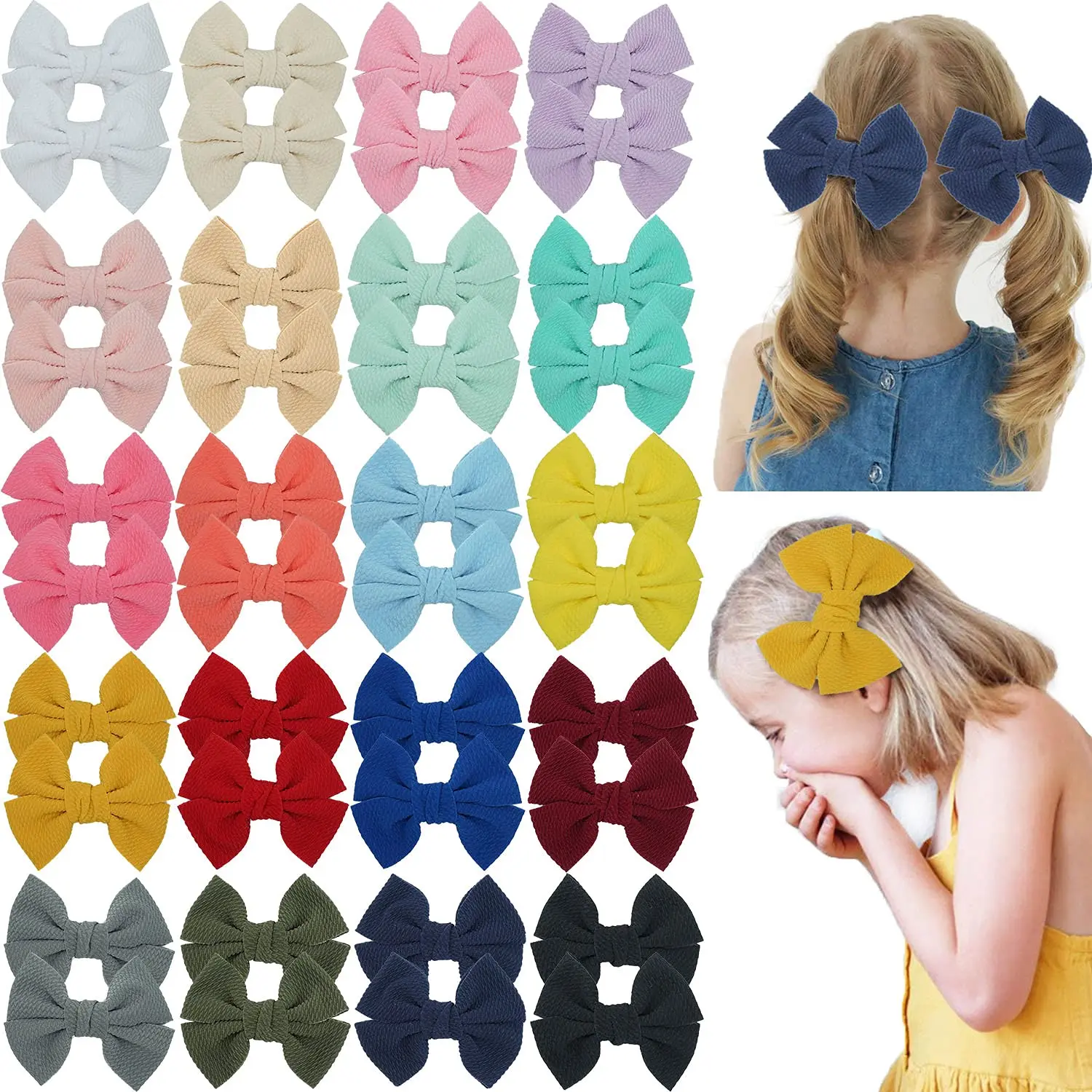 

40pcs/lot 4" Baby Girls Hair Bows With Alligator Clips Hair Barrettes for Toddlers Kids Teens Ribbon Hairclips Hair Accessories