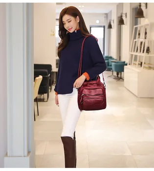 

Soft Leather Multi-use Women's Bag 2020 New Bag Pu Large-capacity Medium-sized Bag Double-back One-shouldered Oblique Satchel