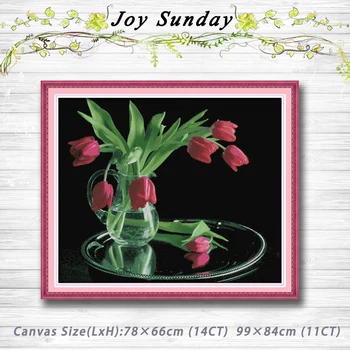 

Tulip flowers Patterns Counted Cross Stitch 11CT 14CT Cross Stitch Sets Handmade Embroidery for Needlework chinese cross stitch