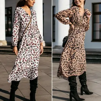 

USA Sexy Women Leopard Long Pajamas Robe Babydoll Nightdress Nightgown Sleepwear