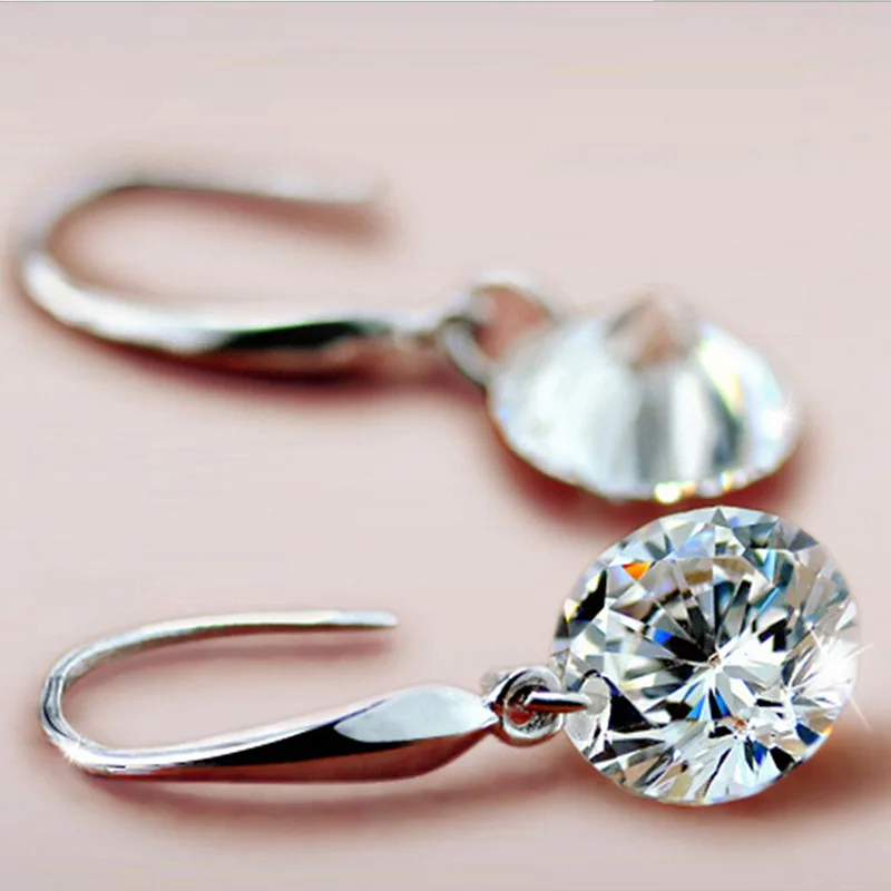 Bague Ringen 925 Висячие серьги из серебра 925 пробы ювелирные изделия с Круглый ААА Циркон женская Мода серебряные ювелирные изделия свадебный подарок