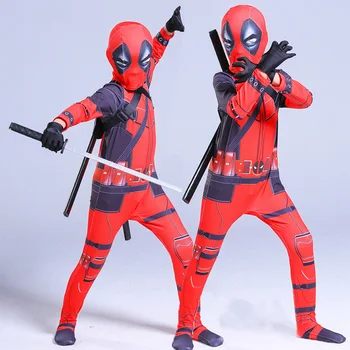 

Deadpool Cosplay Costume Halloween Costumes for Kids Role Play Leotard Cartoon Superman Clothing Deadpool Tights Anime Clothes