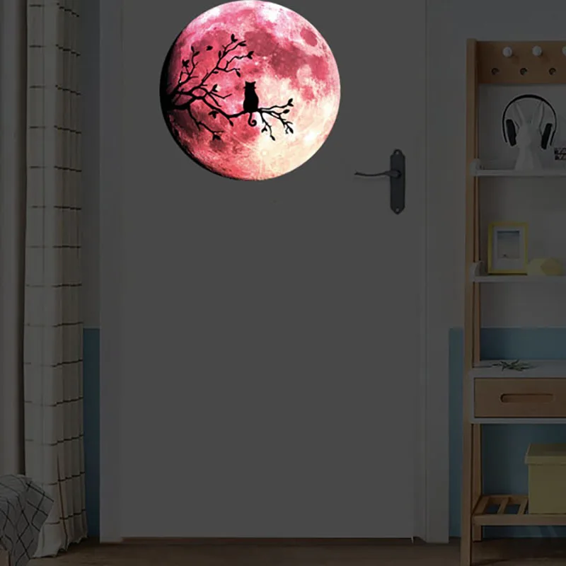1 шт. светящиеся Луна Наклейки на стены для празднования Хэллоуина украшения флуоресцентные наклейки s ветви котенок светящиеся наклейки стикер ночного свечения