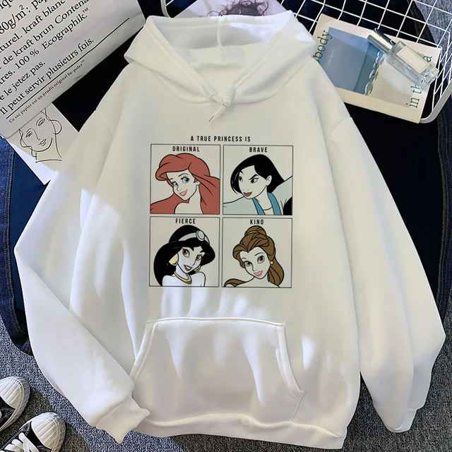 Kawaii Disney Princess Funny Cartoon Manga Harajuku Hoodies Women Cute Anime Casual Sweatshirt Graphic Streetwear Hoody Female 1