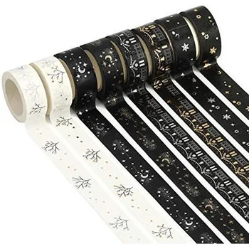 

4pcs Glitter Washi Tape Set Decorative Foil Gold Silver Color Paper Masking Tapes Moon Star Snow Stickers Album Wrapping A6056