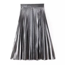 Fandy lokar, повседневные свободные однотонные юбки, женская модная плиссированная юбка металлик, женские элегантные юбки до середины икры, женские юбки, LI