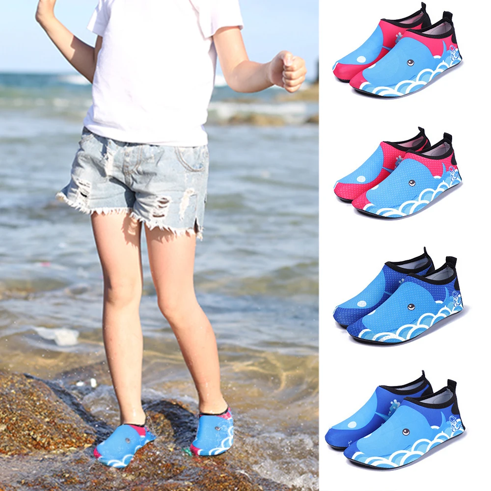 2020 Kids Quick Drying Swim Water Shoes Casual Footwear Barefoot LightWeight Aqua Socks For Beach Pool Cartoon Children Slippers | Спорт и