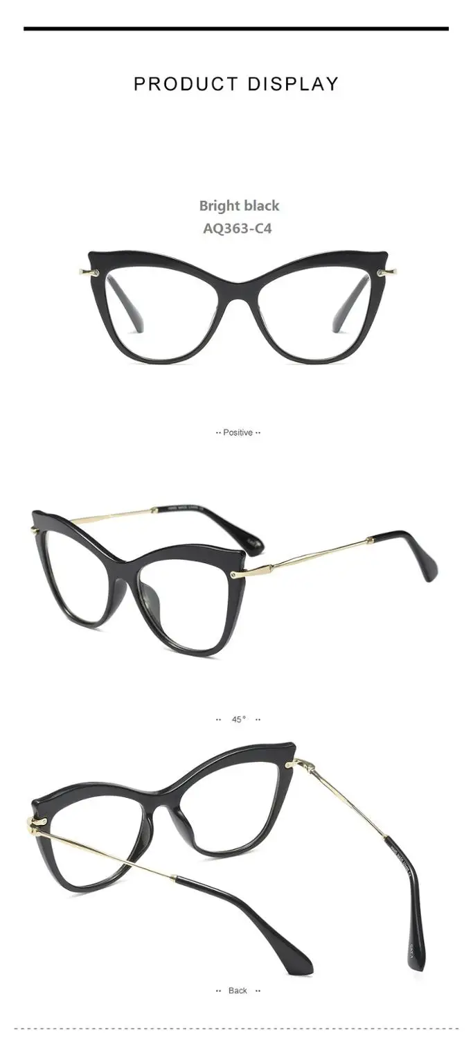 Для женщин элегантные Мода на высоком каблуке декорированные рамки солнцезащитные очки "кошачий глаз", удобные для чтения очки при дальнозоркости, 0,5 1,0 1,5 2,0 2,5 3,0 3,5 4,0 диоптрий - Цвет оправы: AQ363-C4