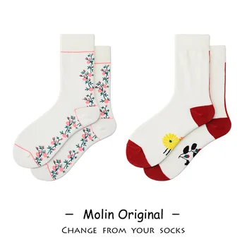 

Colorful Sock for Woman Floral Socks Women Adult Kawaii Ladies Elegant High Sox Cotton Spring Autumn Female Trendy Calcetines