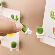 6pcs/Set 3D Cute Succulent Plant Message Board and Reminder for Kitchen Refrigerator Magnet Button Cactus Decoration Gadget Tool