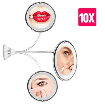 

10X Magnifying Mirrors Light Cosmetic Mirror LED Mirror Flexible Makeup Mirror with Led Light Vanity Mirrors
