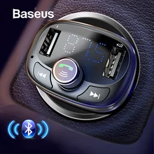 Baseus fm-передатчик модулятор Bluetooth Handsfree автомобильный комплект аудио mp3-плеер с 3.4A двойной USB автомобильный fm-передатчик зарядное устройство для телефона