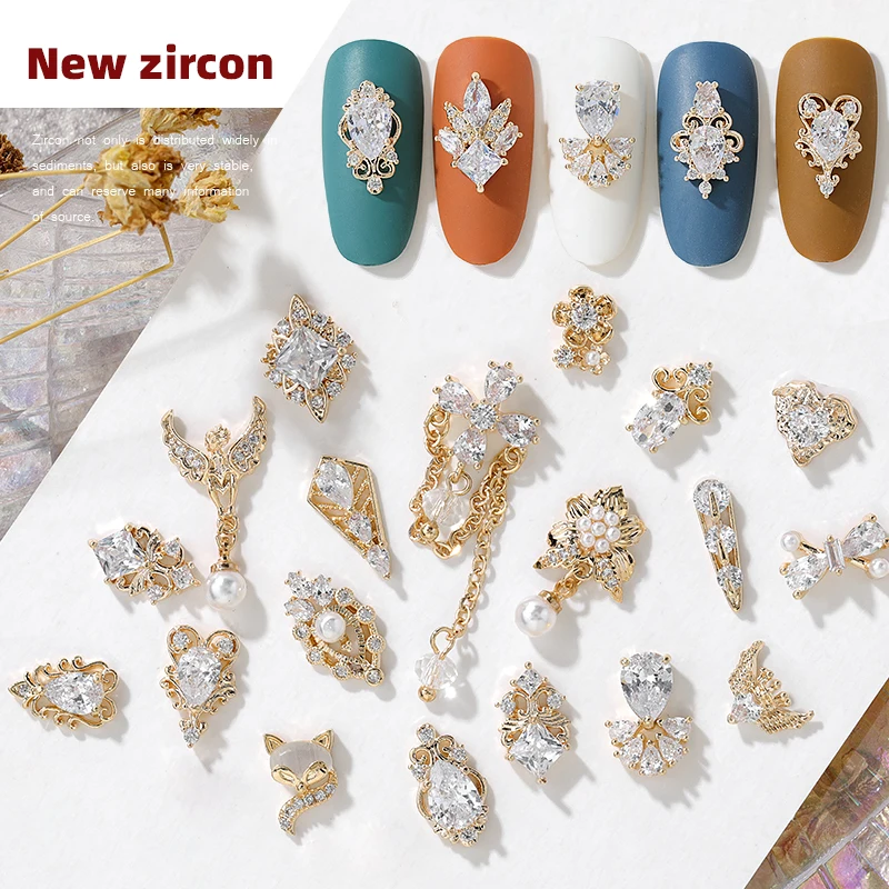 1 piece high end luxury 3D metal zircon manicure Japanese manicure high quality crystal manicure diamond Amulet 2