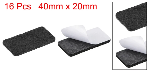 uxcell 16Pcs Furniture Pads Adhesive Felt Pads 30mm x 30mm Square 3mm Thick  Black