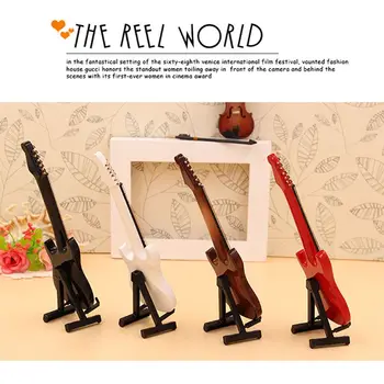 

10cm Miniature Electric Guitar Replica with Box Stand Musical Instrument Model
