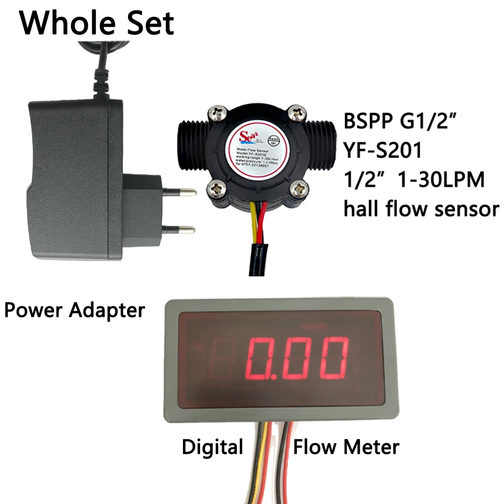Flow Meters Tools US308MT Digital Flow Meter and YFS201 Electronic Flowmeter and Alarmer Flow