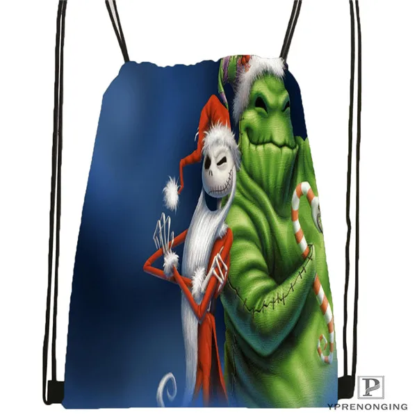 Drawstring Backpack Пользовательские Кошмар перед Рождеством походная сумка на шнурке милый рюкзак для детей(черная спина) 31x40 см#180531-01-47 - Цвет: Drawstring Backpack