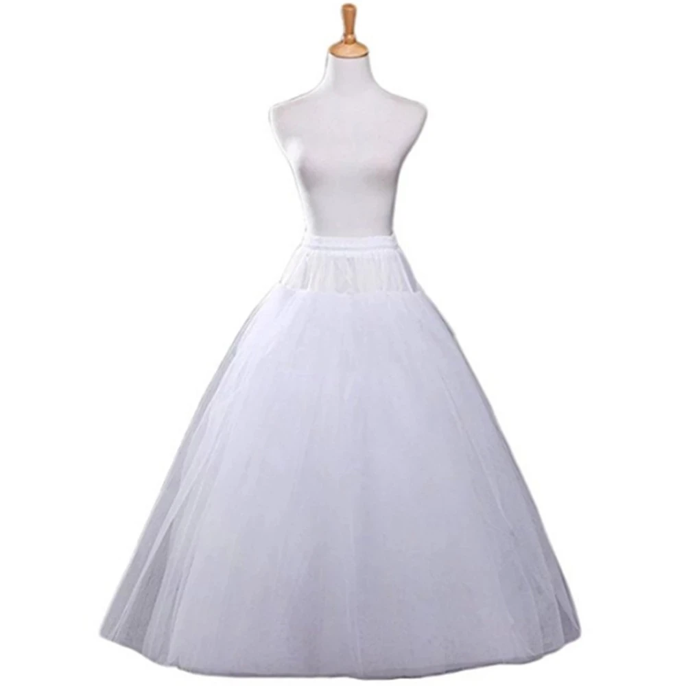 

Simple Design Tulle Hoopless Petticoat A-line Wedding Accessories Ball Gown Crinoline Skirt Waist Adjustable Jupon