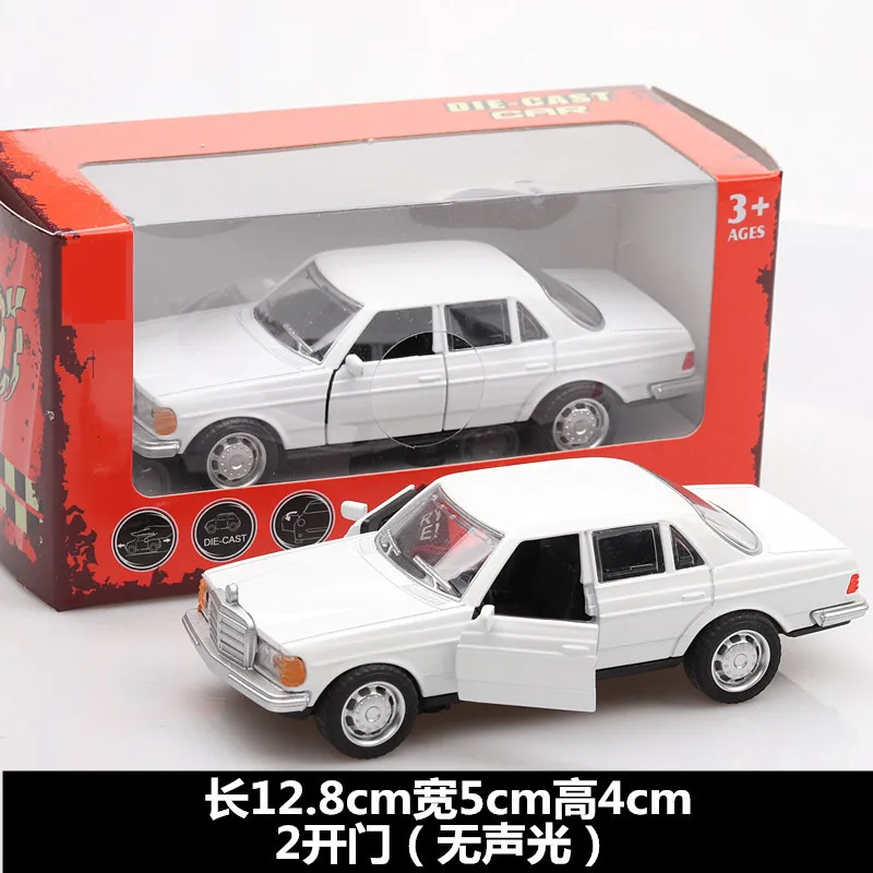 1/36 игрушка в коробке для детей Классическая голова тигра бен литые Автомобили Модель Mercedes E-class W123 двухдверная машина подарки для детей - Цвет: White  wite box