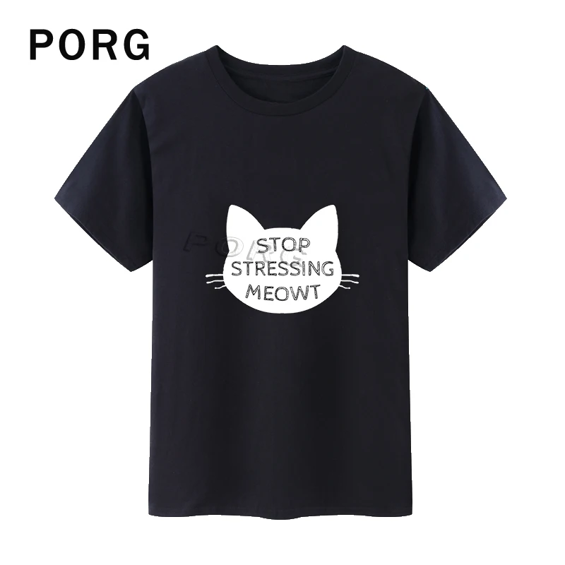 Stop starting Meowt Kawaii Эстетическая футболка Летняя женская черная футболка Harajuku уличная одежда хлопок 100% смешная футболка Новинка