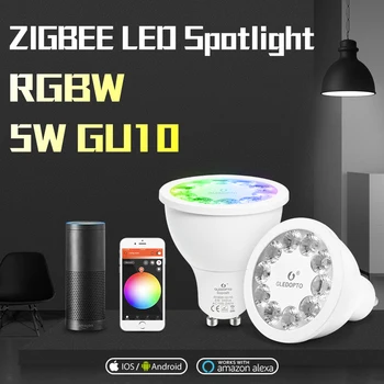

GLEDOPTO Smart Home RGB and Warm White GU10 Spotlight ZigBee 5W RGBW GU10 Bulb AC100-240V Work with Amazon Echo plus SmartThings