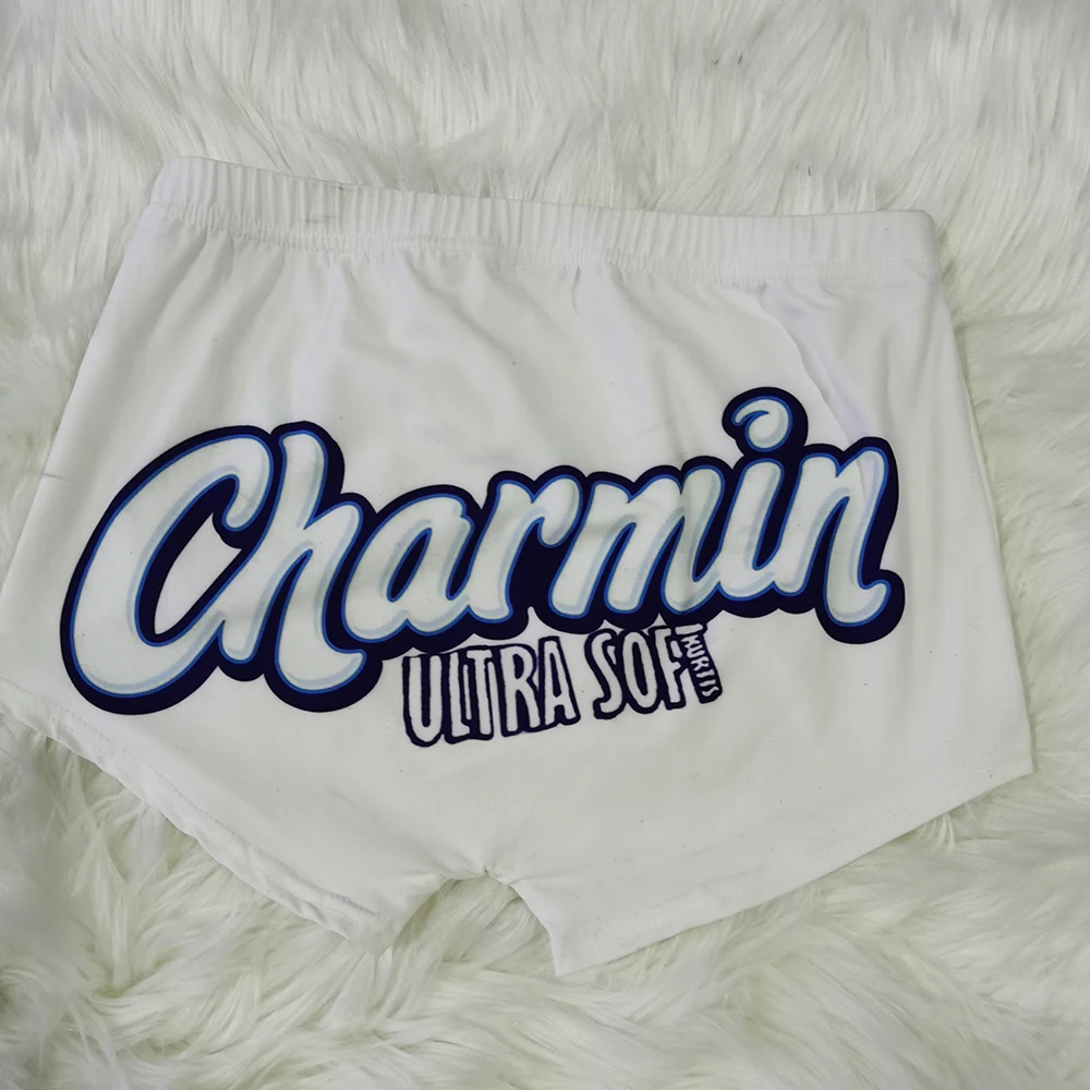 New Arrival Letter Printing Bike Shorts Butt Lift High Waist Stretch Ladies Plus Size Candy Snack Shorts Women