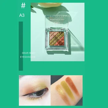 

3 Colors Glossy Eyeshadow Palette Pigmented Makeup Brushes Long-lasting Waterproof Eyeshadow Palette