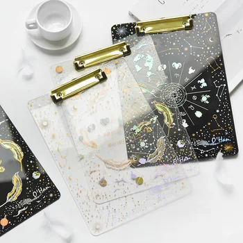 

Cool Hardcover Transparent Feather Shining Fashion Clipboard Free Shipping A4