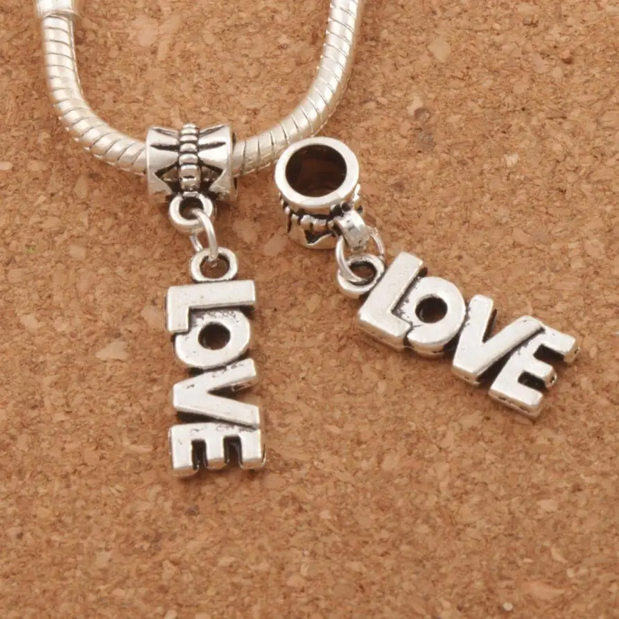 

LOVE Letter Big Hole Beads 7.7x32.4mm 100PCS Zinc Alloy Fit European Charm Bracelets Jewelry DIY B921