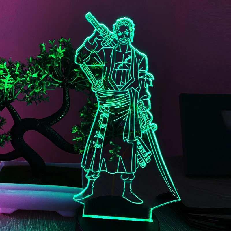 Roronoa Zoro Figure Led Night Light One piece Merchandise Up to 80