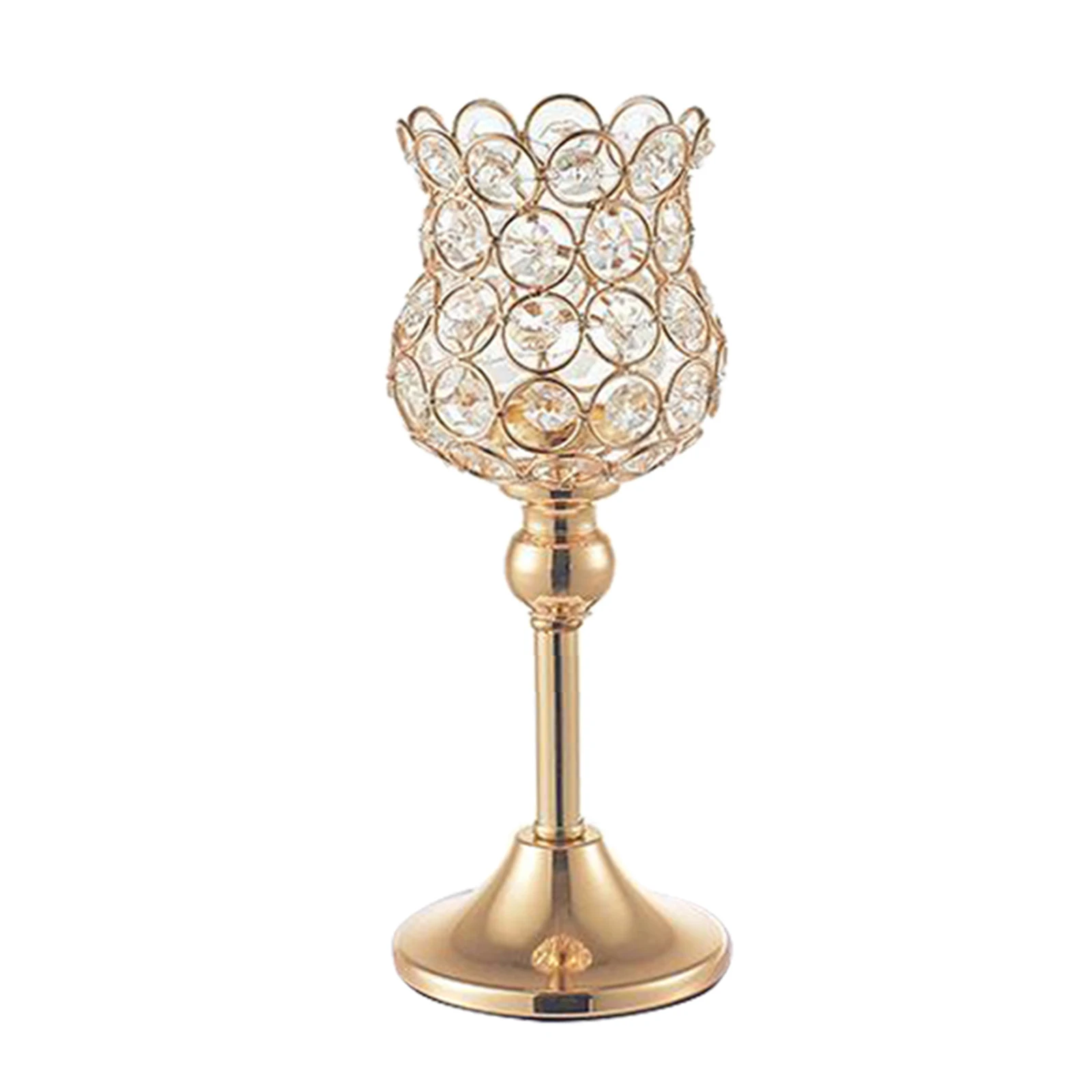 Modern Gold Crystal Tea Light Candlestick Holders for Wedding Party Christmas