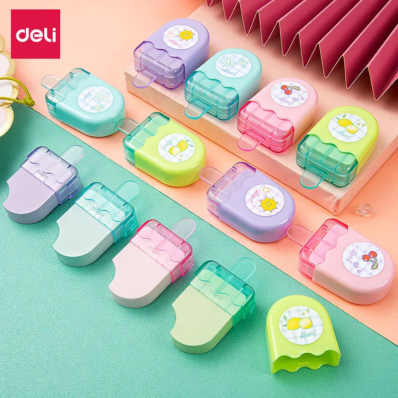 

Deli Cute Eraser 12pcs Ice Cream Eraser for Kids Kawaii School Supplies Novelty Items Cool Prizes Girl Gift Wholesale Stationery