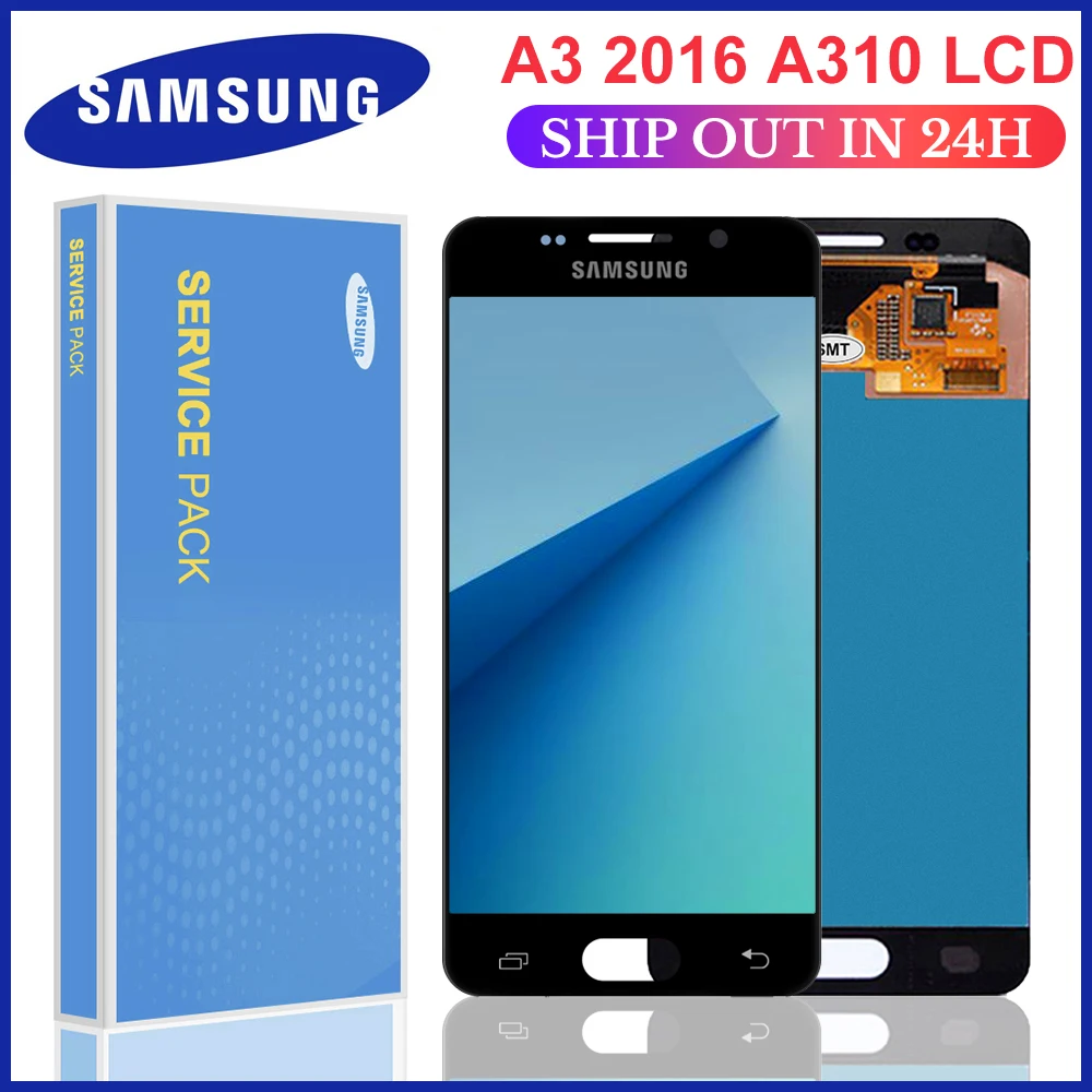ЖК дисплей AMOLED A310 для Samsung Galaxy A3 2016 сенсорный экран с цифровым преобразователем и