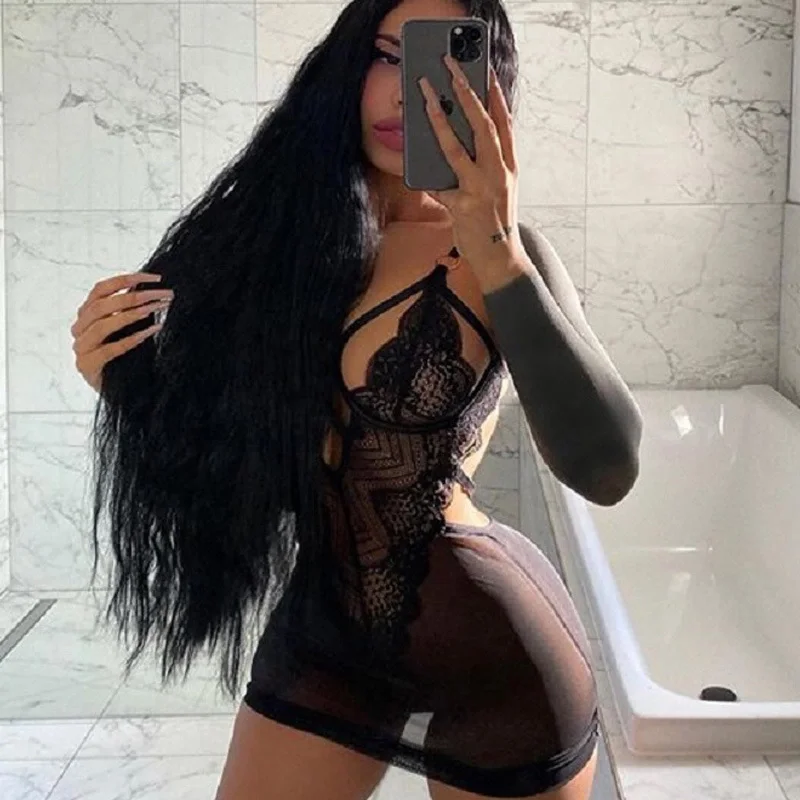 2021 New Lace Bodysuit Women Fashion Romper Hollow Out Mesh Bodysuit Ladies  Black Sexy Bodysuits Jumpsuit Overalls Sleepwear - AliExpress