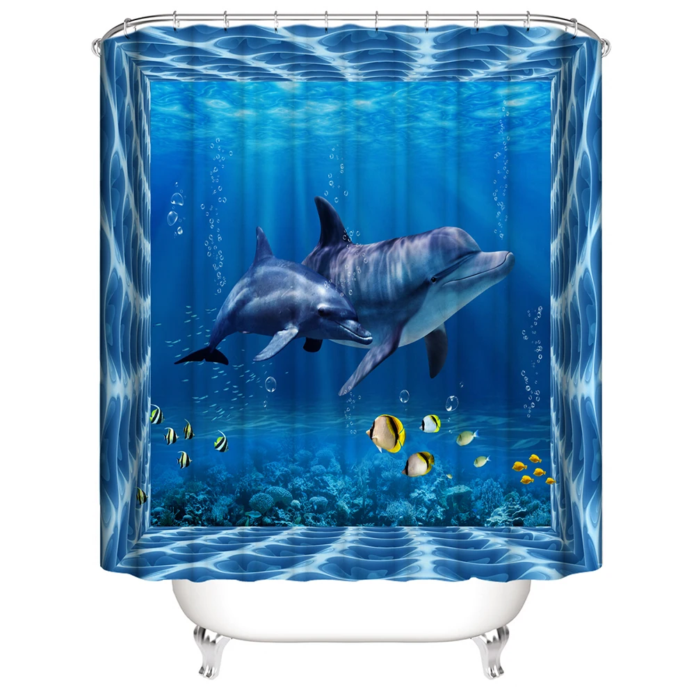 

Digital printing bathroom Shower Curtains durable waterproof fabric bath curtain set with 12 hooks Home Decoration curtain gift