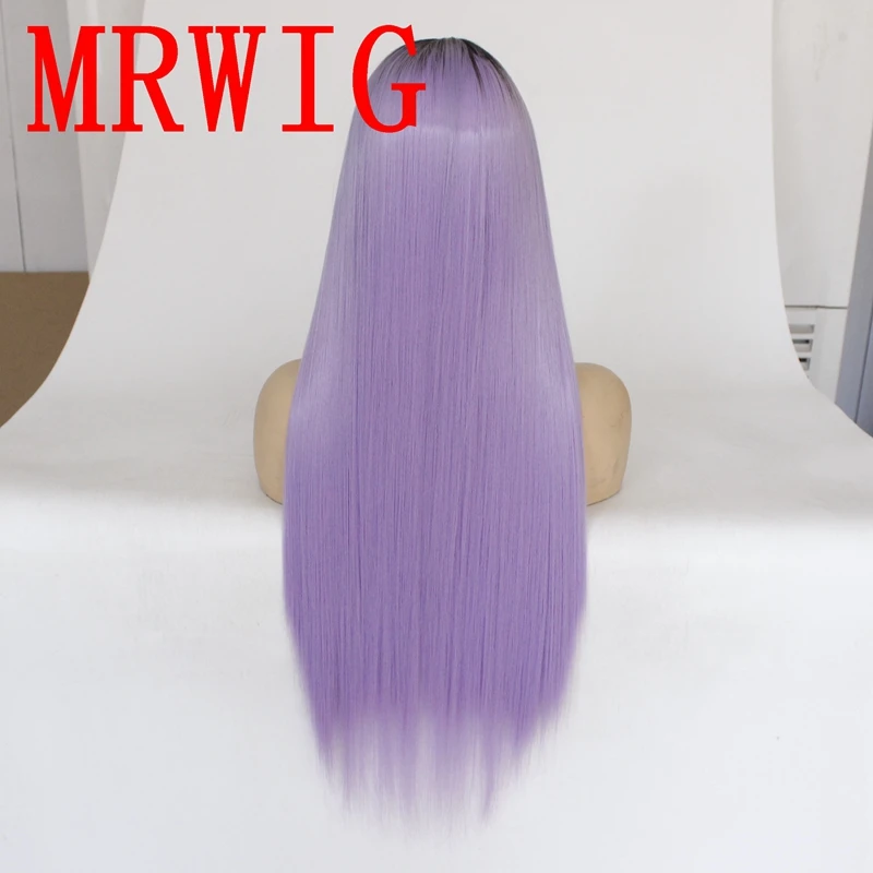 MRWIG 26in короткие темные корни черный Ombre Розовый Синтетический синтетические волосы на кружеве Glueless парик термостойкие волокно