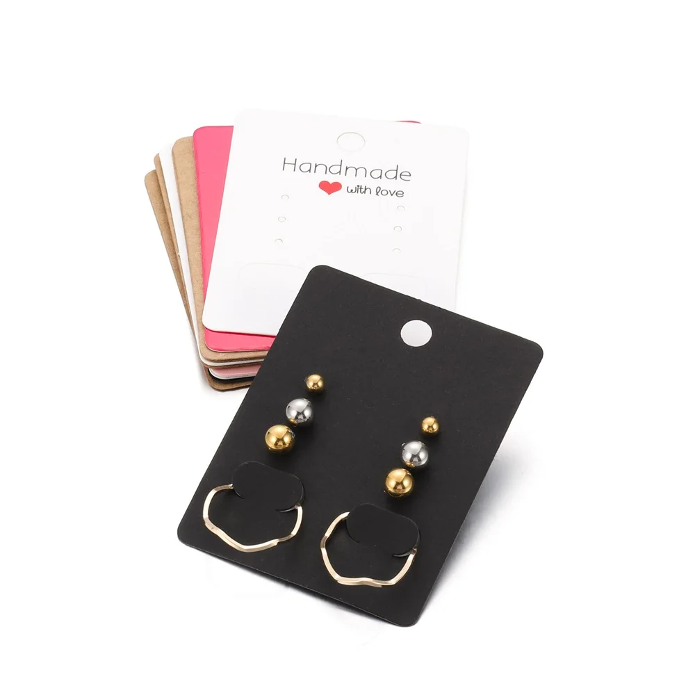 20/100pcs Mixed Style Earrings Cards Necklaces Ear Studs Display Cards Kraft Paper Hang Tag Card For DIY Jewelry Display Card