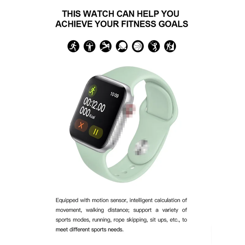 T500 Smart Watch 44mm Bluetooth Smartwatch Men Women Blood Pressure Heart Rate Monitor Wearable Device for IOS Android VS IWO 13