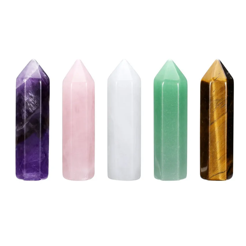 

Whoelsale 10 Pcs Hexagon Column Many Colors Quartz Stone Pendant for Party Gift Fashion Jewelry