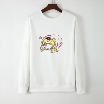 

Round Collar Vogue bluza damska Autumn Winter Sailor Moon Hatless Sweatshirt Punk Harajuku Cute Long Sleeve Hoodies Clothes