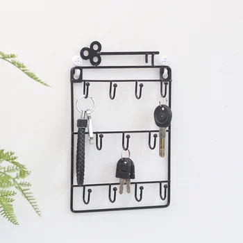 

11 Hangers Iron Wall Mounted Hooks Decorative Key Holder Metal Coat Hat Rack Home Decor Storage Organizer