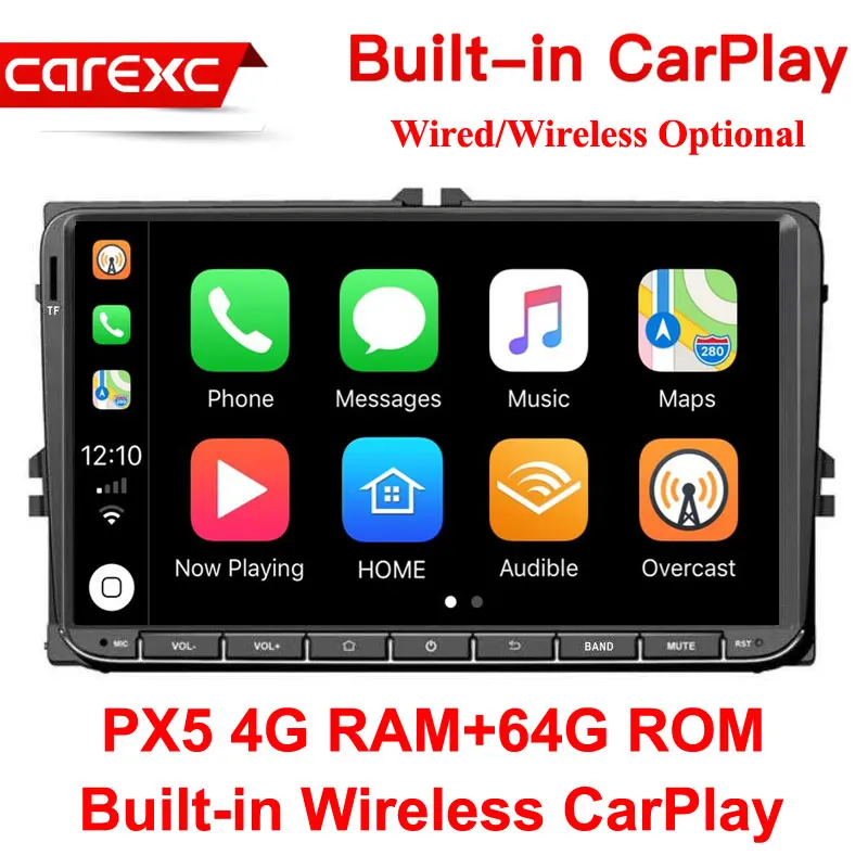 CarExc беспроводной CarPlay 2 din 9 ''Android 9,0 Радио Стерео gps Navi для VW Passat B6 CC Polo GOLF 5 6 Touran Jetta Tiguan Magotan - Цвет: PX5 64G ROM