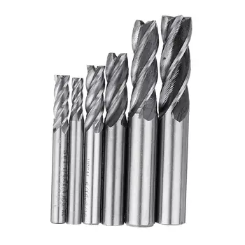 

6pcs High Speed Steel 3/16-1/2 Inch Imperial Milling Cutter 4 Flutes Spiral CNC End Mill Cutter